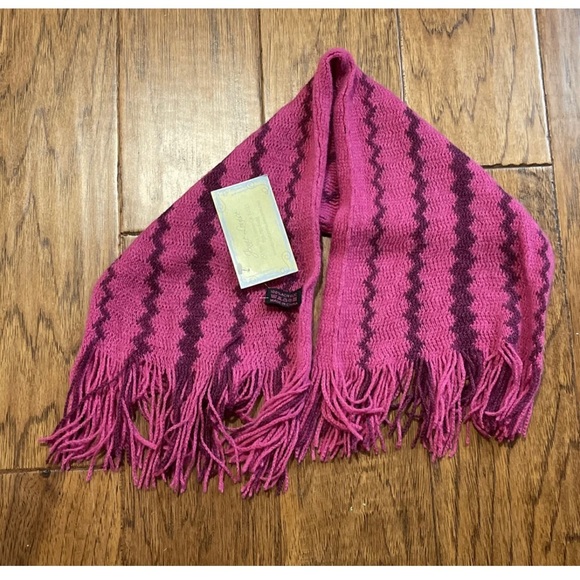 KIMBERLY C Girls / Kids Pink Zig-Zag Pattern Scarf 29.5 In NWT CUTE! Knit Fringe - Picture 6 of 10